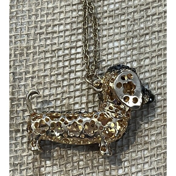 BETSEY JOHNSON Dachshund Necklace Colorful Black Crystals Dog Lovers - Picture 6 of 11